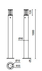 Светодиодный парковый столбик Rosa SLICE LED 1000