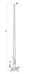 Galvanized round lighting pole STC 7m 89/187/4