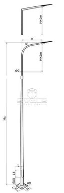 Galvanized round lighting pole STC 10М 62/202/4
