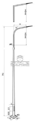 Galvanized round lighting pole STC 9m 89/215/4