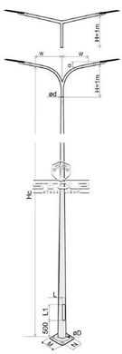 Galvanized round lighting pole STC 12m 89/221/4