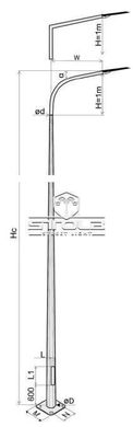 Galvanized multifaceted lighting pole STH-80/4