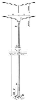 Galvanized multifaceted lighting pole STH-120/4