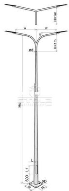 Galvanized multifaceted lighting pole STL-45/3
