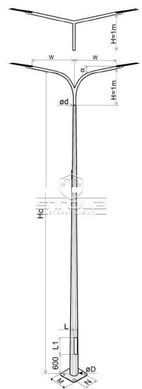 Galvanized multifaceted lighting pole STL-40/4