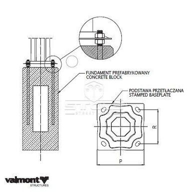 Galvanized multifaceted lighting pole Valmont SATURN P 3,5m