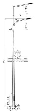 Galvanized multifaceted lighting pole STH-60/3
