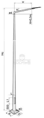 Galvanized round lighting pole STC 6м 76/160/2