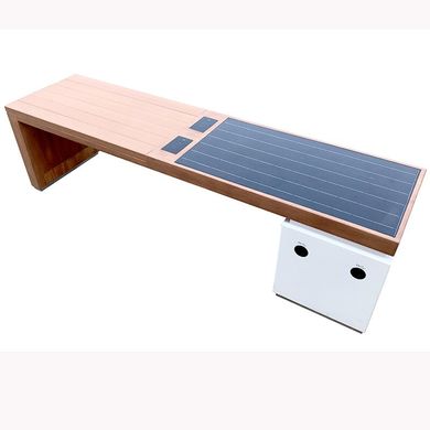 Парковая скамейка с солнечной батареей, беспроводной зарядкой для телефонов Qi, USB, Wi-Fi и LED подсветкой SMART EKO CITY Model SC25