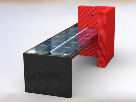 Паркова лавочка з сонячною батареєю, бездротовою зарядкою для телефонів Qi, USB, Wi-Fi та LED підсвіткою SMART EKO CITY Model SC59
