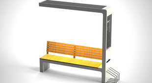Bench with solar battery and charging station for electric scooters, wireless charging for Qi, USB, Wi-Fi and LED backlight SMART EKO CITY Model SC60