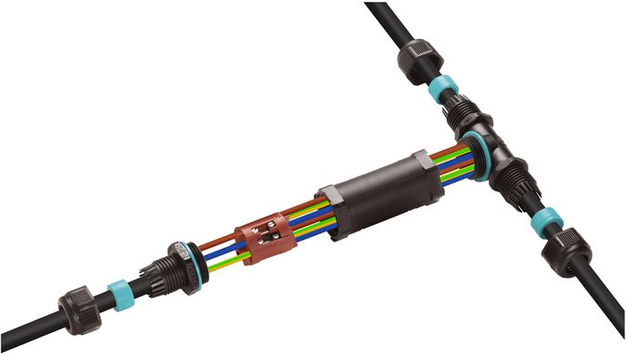 Узловой кабельный разъем типа "T", TH402, IP68 на 2-3 полюса, 0.5 - 4.0 мм2, для кабеля Ø 7.0 - 13.5 мм (THB.402.C2E)
