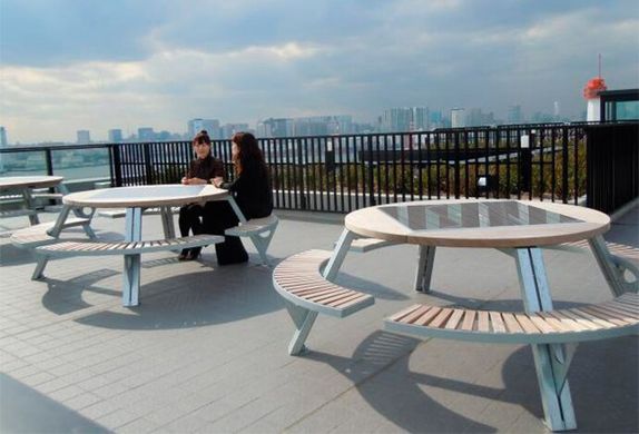 Парковый столик с лавочкой со встроенной солнечной батареей, беспроводной зарядкой для телефонов Qi, USB, Wi-Fi и LED подсветкой SMART EKO CITY Model SC38