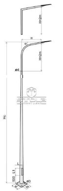 Galvanized round lighting pole STC 8m 76/188/3
