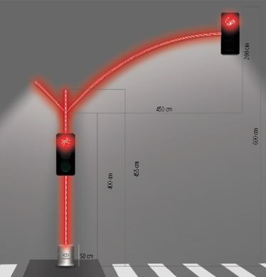 Алюминиевая опора для светофора, светящийся и дополнительной подсветкой пешеходного перехода OOSP-2013