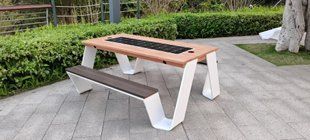 Park table with benches and a built-in solar battery for charging gadgets SMAR EKOT CITY Model SC61