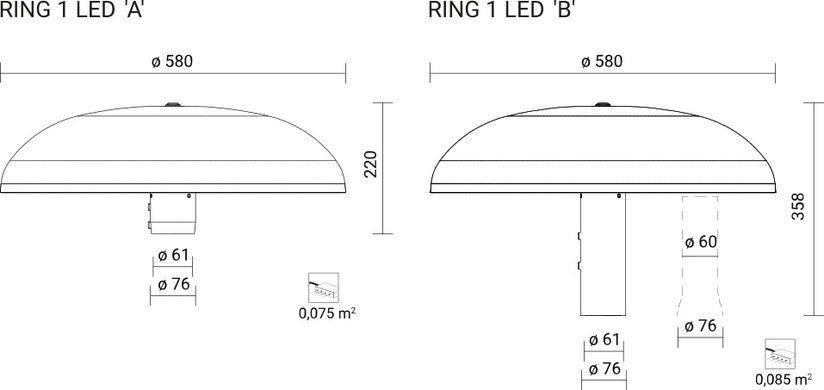 Світлодіодний вуличний світильник ROSA RING 1 LED 24 Вт