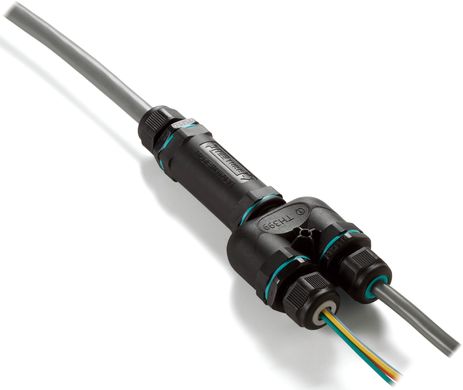 Вузловий кабельний з'єднувач типу "Y", TH399, IP68 на 2-3 полюси, 0.5 - 1.5 мм2, для кабелю Ø 7.0 - 13.5 мм (THB.399.E3A)