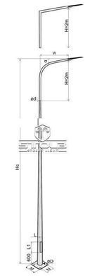 Опора освітлення оцинкована багатогранна  STH-120/4-P300