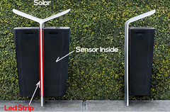 Park litter bin with built-in solar panel and load indicator SMART EKO CITY Model SC47