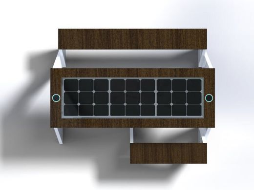 Park table for less mobile groups with solar panel, wireless charging for Qi, USB, Wi-Fi and LED backlight SMART EKO CITY Model SC62