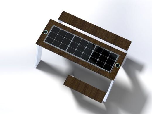 Park table for less mobile groups with solar panel, wireless charging for Qi, USB, Wi-Fi and LED backlight SMART EKO CITY Model SC62