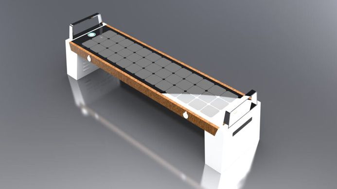Парковая скамейка с солнечной батареей, беспроводной зарядкой для телефонов Qi, USB, Wi-Fi и LED подсветкой SMART EKO CITY Model SC54