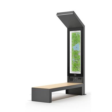 Park bench for advertising with a solar battery, Wi-Fi and LCD display for charging the gadgets SMART EKO CITY Model SC18