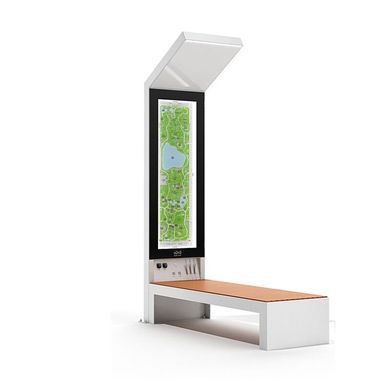 Парковая рекламная лавочка с солнечной батареей, Wi-Fi и LCD дисплеем для подзарядки гаджетов SMART EKO CITY Model SC18