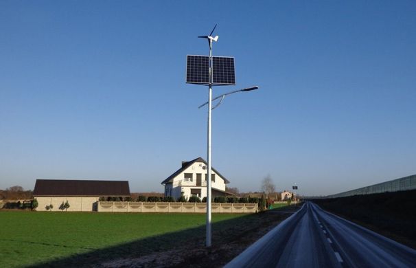 Комплект гібридного вуличного освітлення на вітрогенераторі та сонячній панелі SHLP 8M-40/400/400