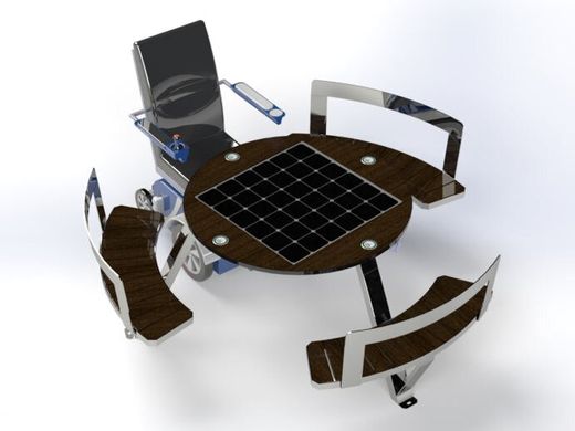 Парковий столик для маломобільних груп населення із сонячною батареєю, бездротовою зарядкою для телефонів Qi, USB, Wi-Fi та LED підсвіткою SMART EKO CITY Model SC63