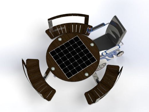 Парковый столик для маломобильных групп населения с солнечной батареей, беспроводной зарядкой для телефонов Qi, USB, Wi-Fi и подсветкой LED SMART EKO CITY Model SC63