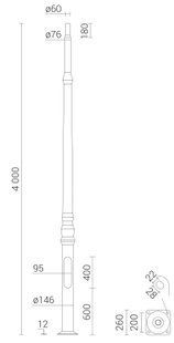Алюминиевая парковая опора освещения ROSA DP-407G