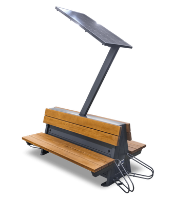 Парковая скамейка с солнечной батареей для подзарядки гаджетов SMART EKO CITY Model SC22