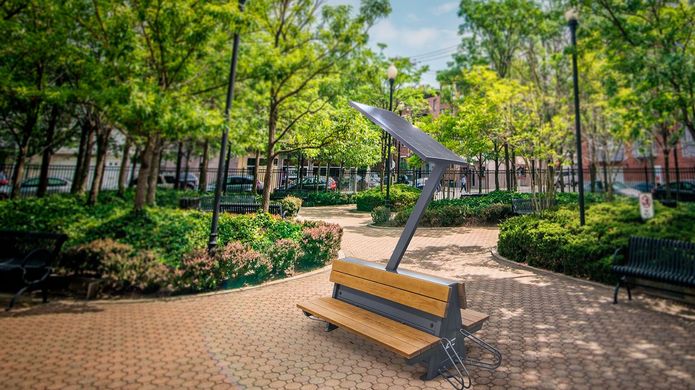Park bench with a solar battery for charging the gadgets SMART EKO CITY Model SC22