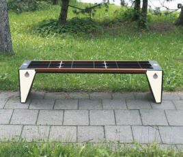 Park bench with a solar battery, wireless charging for Qi phones, USB, Wi-Fi and LED backlight SMART EKO CITY Model SC49