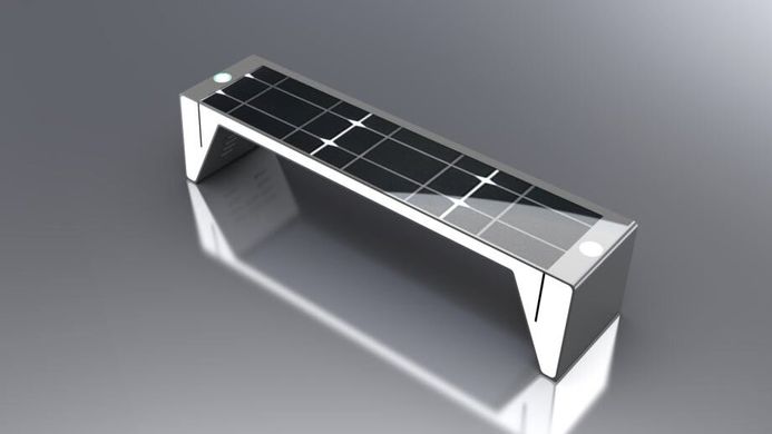 Паркова лавочка з сонячною батареєю, бездротовою зарядкою для телефонів Qi, USB, Wi-Fi та LED підсвіткою SMART EKO CITY Model SC49