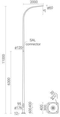 Алюмінієва опора освітлення ROSA SAL-11 WŁ 1/2,0/4,7/5