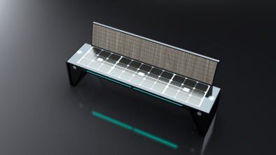 Park bench with a solar battery, wireless charging for Qi phones, USB, Wi-Fi and LED backlight SMART EKO CITY Model SC49A (with back)
