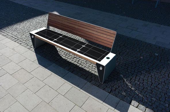 Park bench with a solar battery, wireless charging for Qi phones, USB, Wi-Fi and LED backlight SMART EKO CITY Model SC49A (with back)