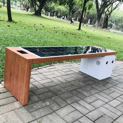 Park round bench with a built-in solar battery for charging the gadgets  SMART EKO CITY Model SC20. Price - Stolb - Model SC20