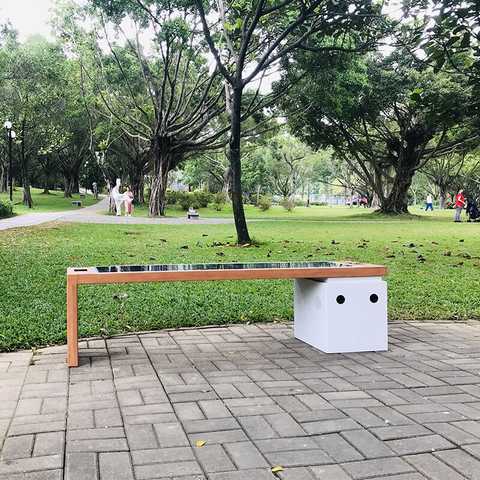 Park round bench with a built-in solar battery for charging the gadgets  SMART EKO CITY Model SC20. Price - Stolb - Model SC20