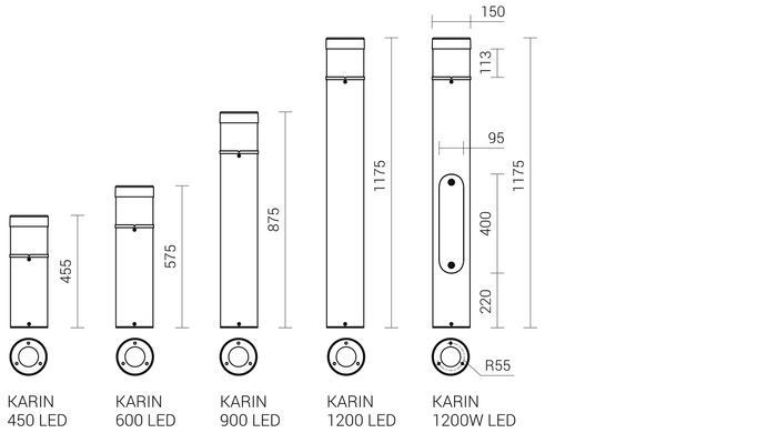 Світлодіодний парковий стовпчик Rosa KARIN 900 16W