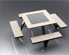 Парковый столик из лавочкой с солнечной батареей, беспроводной зарядкой для телефонов Qi, USB, Wi-Fi и LED подсветкой SMART EKO CITY Model SC64