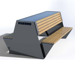 Парковая скамейка с солнечной батареей, беспроводной зарядкой для телефонов Qi, USB, Wi-Fi и LED подсветкой SMART EKO CITY Model SC55A