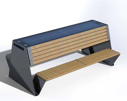 Park bench with a solar battery, wireless charging for Qi phones, USB, Wi-Fi and LED backlight SMART EKO CITY Model SC55A