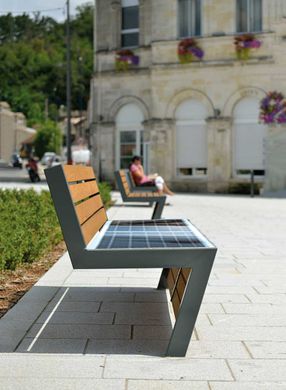 Park bench with a solar battery, wireless charging for Qi phones, USB, Wi-Fi and LED backlight SMART EKO CITY Model SC30