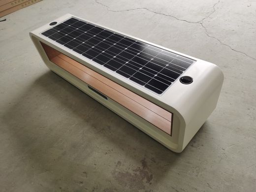 Park bench with a solar battery, wireless charging for Qi phones, USB, Wi-Fi and LED backlight SMART EKO CITY Model SC56
