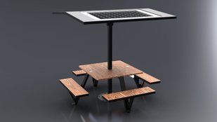 Беседа с солнечной батареей, беспроводной зарядкой для телефонов Qi, USB, Wi-Fi и LED подсветкой SMART EKO CITY Model SC66