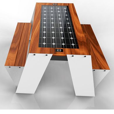 Парковий столик з сонячною батареєю та лавочкою для підзарядки гаджетів SMART EKO CITY Model SC12